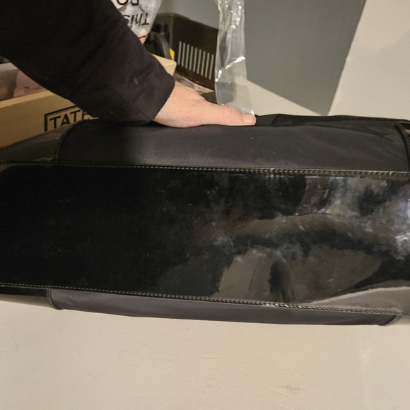 Tory Burch Ella Nylon & Patent Leather Black Tote Bag - Picture 14 of 14